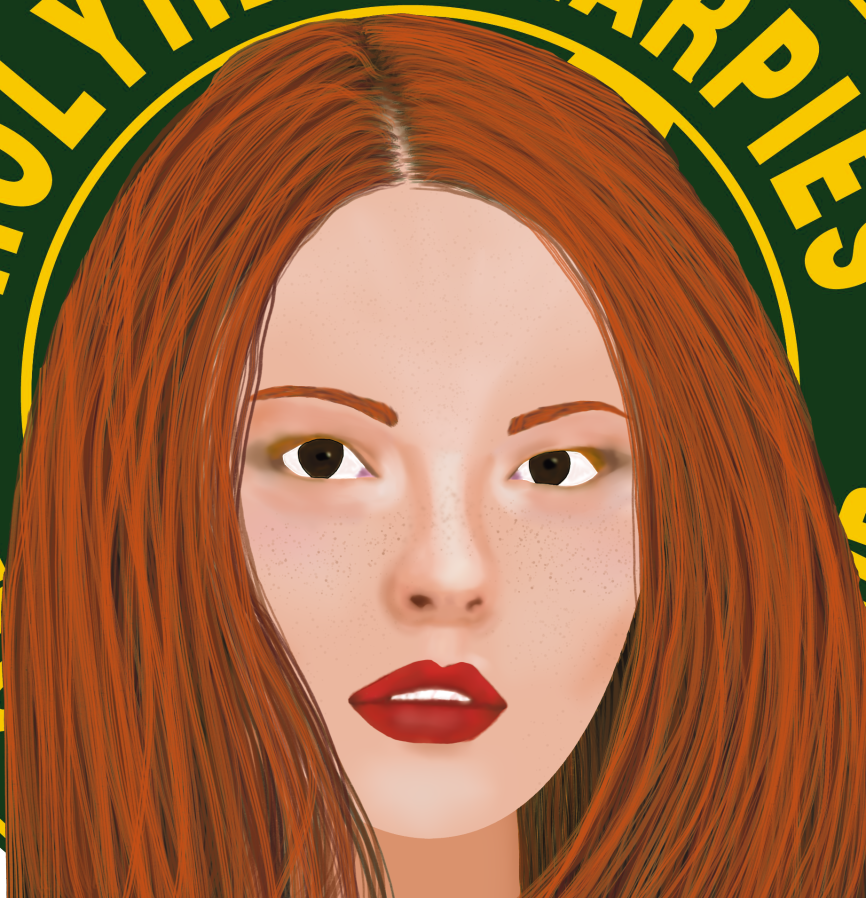 Ginny Weasley with a Hollyhead Harpies background